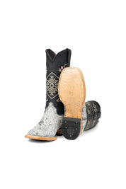 Women Aztec Cowhide Square Toe Cowgirl Boot Size 6.5 Box Du7