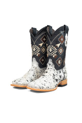 Aztec Cowhide Square Toe Cowboy Boot Size 7 Box AE8