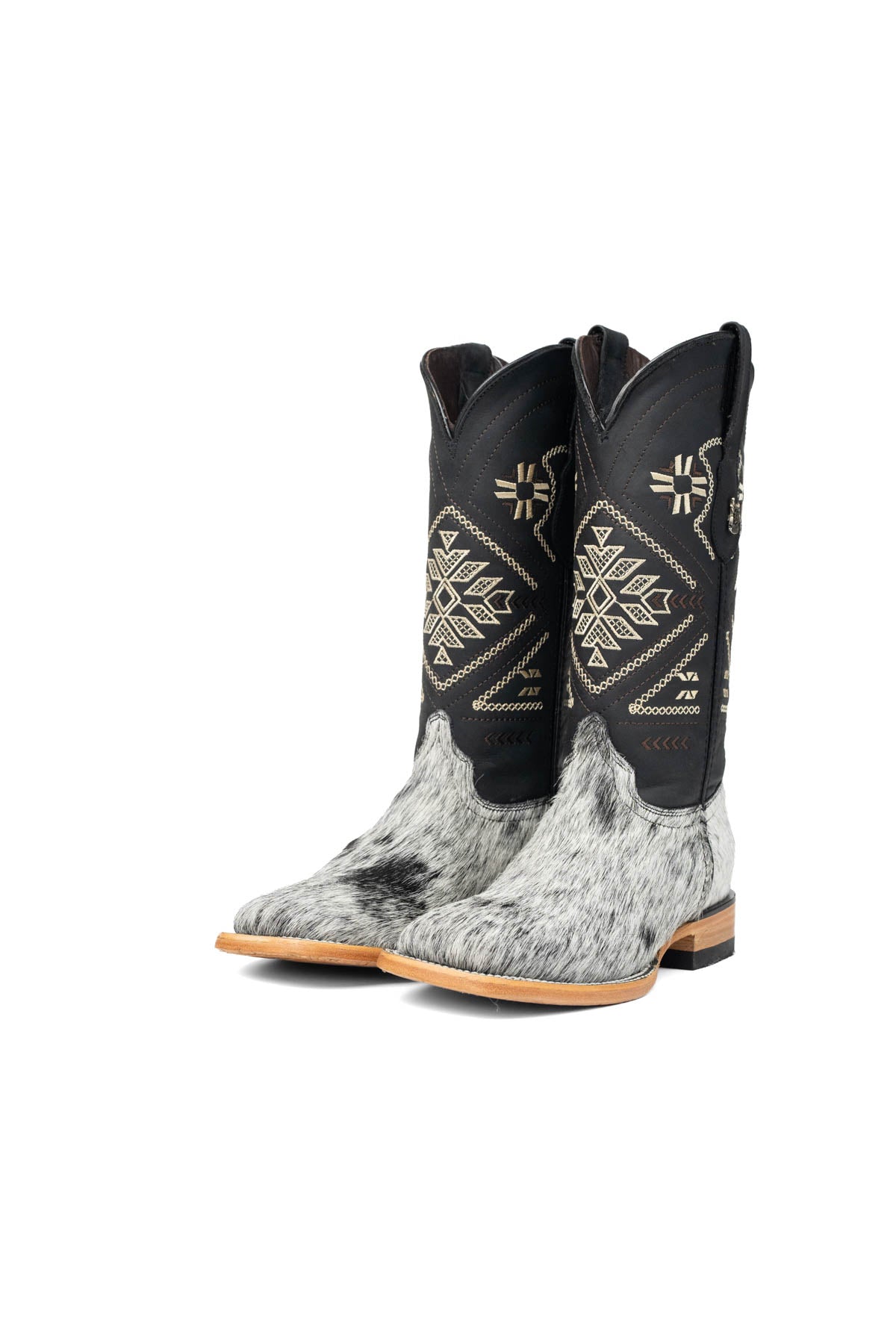 Women Aztec Cowhide Square Toe Cowgirl Boot Size 6.5 Box Du8