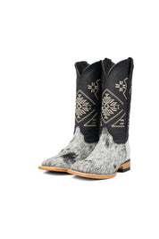 Women Aztec Cowhide Square Toe Cowgirl Boot Size 6.5 Box Du8