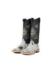 Women Aztec Cowhide Square Toe Cowgirl Boot Size 6.5 Box Du8