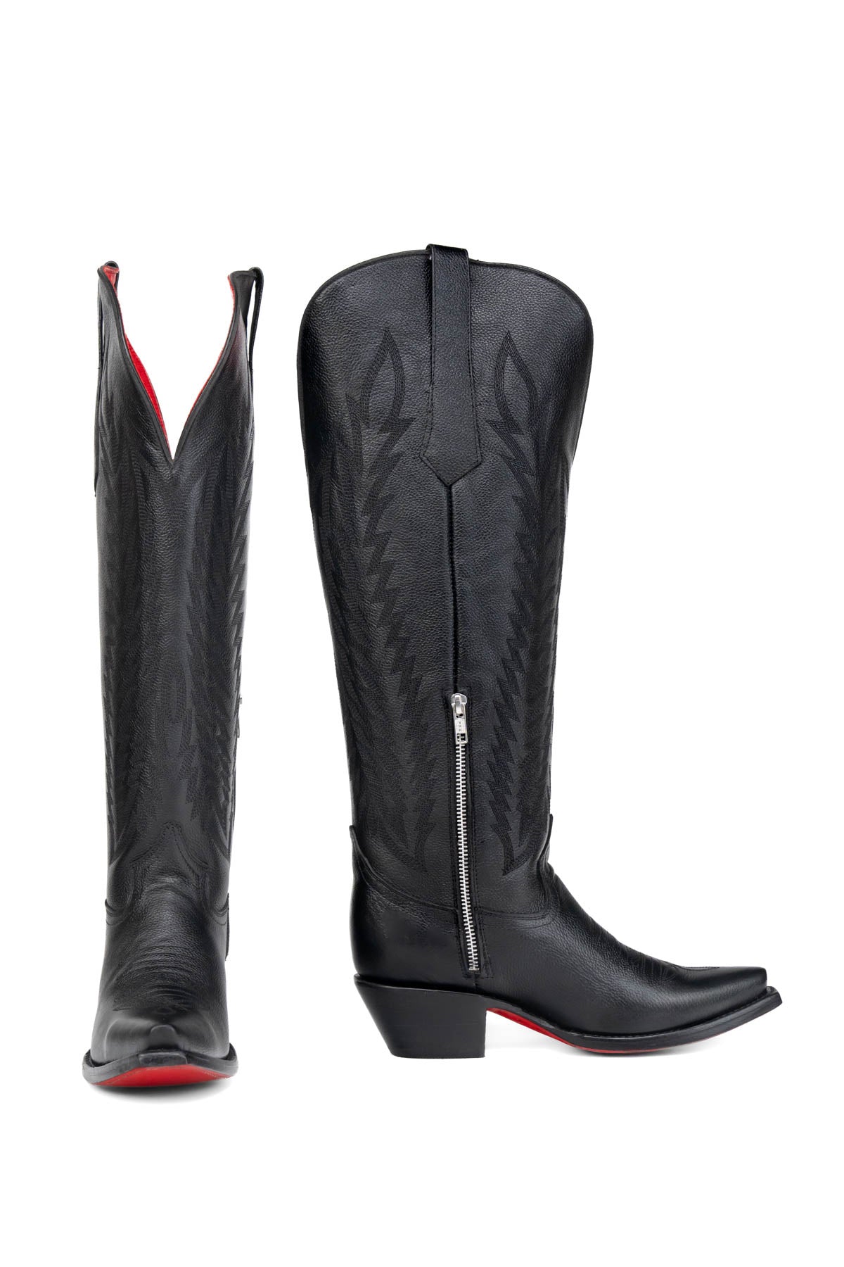 Gia Tall Red Bottom Wide Calf Snip Toe Cowgirl Boot