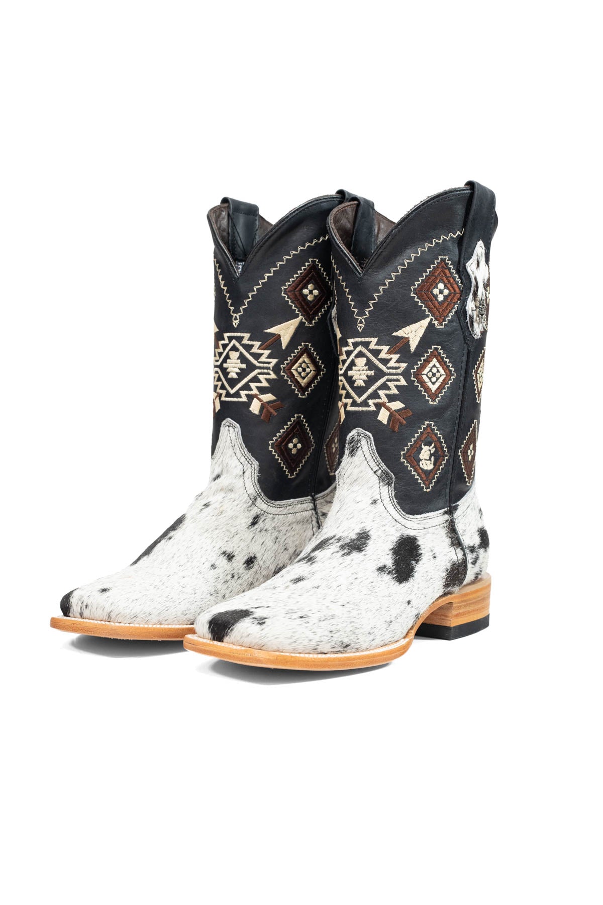 Aztec Cowhide Square Toe Cowboy Boot Size 7 Box AE9