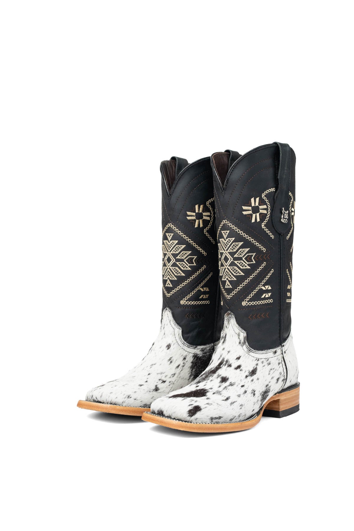 Women Aztec Cowhide Square Toe Cowgirl Boot Size 7 Box Du9