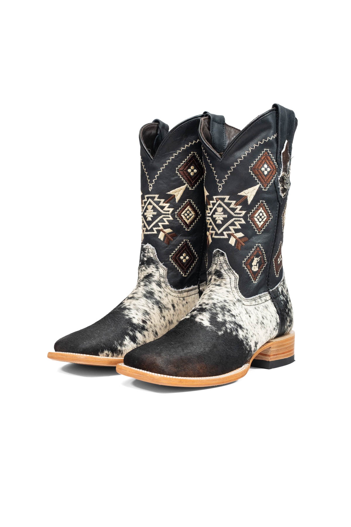 Aztec Cowhide Square Toe Cowboy Boot Size 7.5 Box AE10