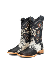 Aztec Cowhide Square Toe Cowboy Boot Size 7.5 Box AE10