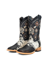 Aztec Cowhide Square Toe Cowboy Boot Size 7.5 Box AE10