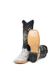 Women Aztec Cowhide Square Toe Cowgirl Boot Size 7 Box Du10