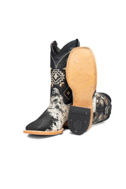 Aztec Cowhide Square Toe Cowboy Boot Size 7.5 Box AE10