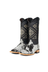 Women Aztec Cowhide Square Toe Cowgirl Boot Size 7 Box Du11