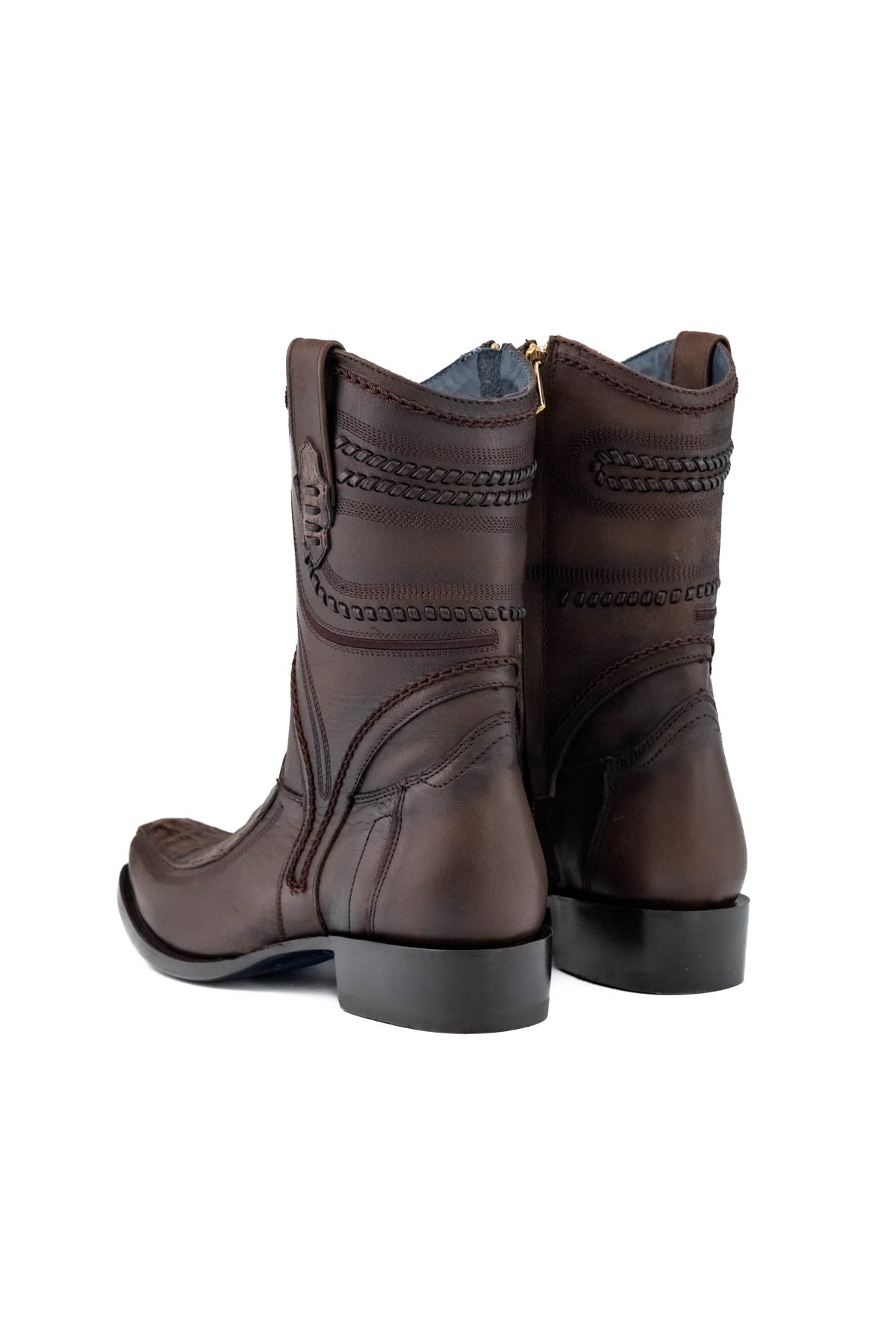 Caiman Belly Hornstone Narrow Toe Ankle Boot