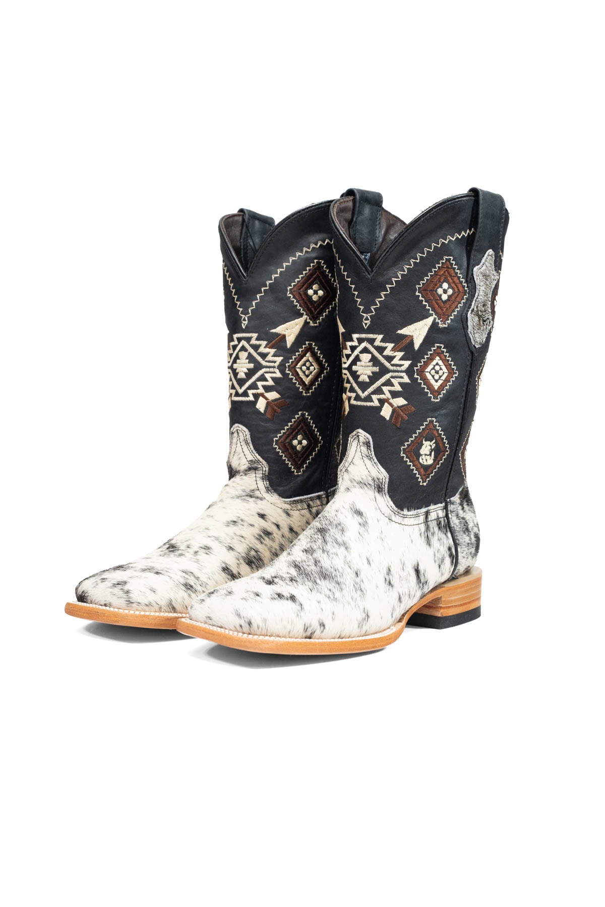 Aztec Cowhide Square Toe Cowboy Boot Size 7.5 Box AE11