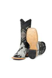 Women Aztec Cowhide Square Toe Cowgirl Boot Size 7 Box Du11