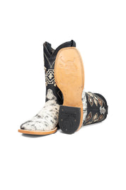 Aztec Cowhide Square Toe Cowboy Boot Size 7.5 Box AE11