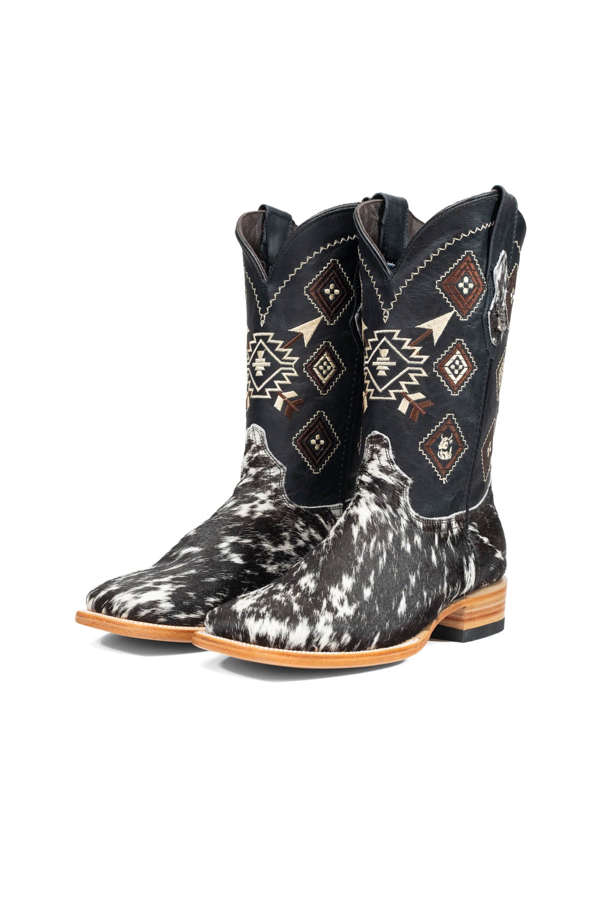 Aztec Cowhide Square Toe Cowboy Boot Size 8 Box AE12