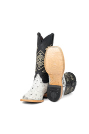 Women Aztec Cowhide Square Toe Cowgirl Boot Size 7.5 Box Du12