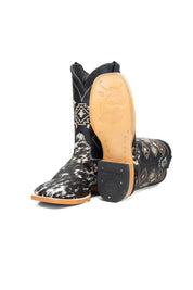 Aztec Cowhide Square Toe Cowboy Boot Size 8 Box AE12