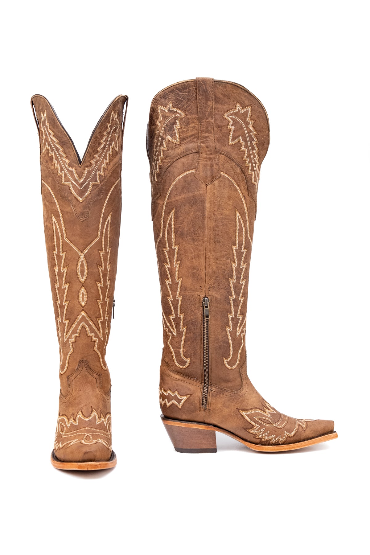Maggie Knee High Wide Calf Snip Toe Cowgirl Boot