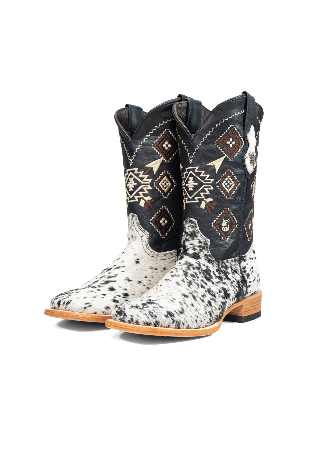 Aztec Cowhide Square Toe Cowboy Boot Size 8 Box AE13