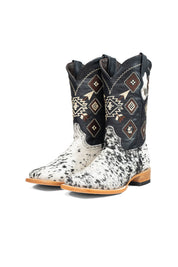 Aztec Cowhide Square Toe Cowboy Boot Size 8 Box AE13