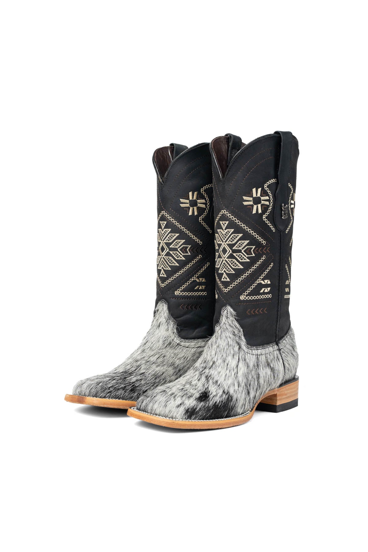 Women Aztec Cowhide Square Toe Cowgirl Boot Size 7.5 Box Du13