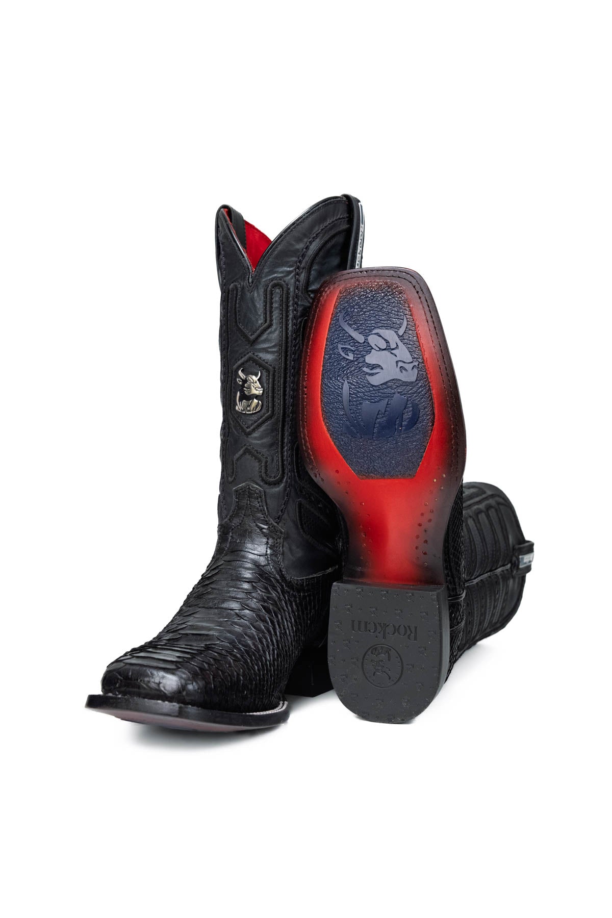 Python Versatile Red Bottom Square Toe Cowboy Boot
