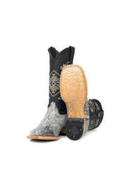 Women Aztec Cowhide Square Toe Cowgirl Boot Size 7.5 Box Du13