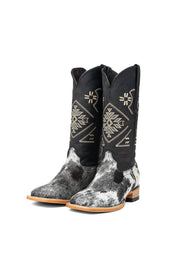 Women Aztec Cowhide Square Toe Cowgirl Boot Size 8 Box Du14
