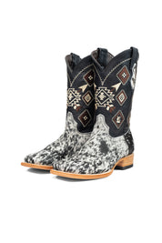 Aztec Cowhide Square Toe Cowboy Boot Size 8 Box AE15