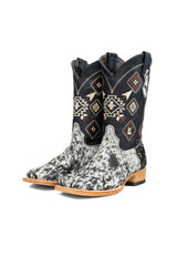 Aztec Cowhide Square Toe Cowboy Boot Size 8 Box AE15