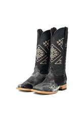 Women Aztec Cowhide Square Toe Cowgirl Boot Size 8 Box Du15