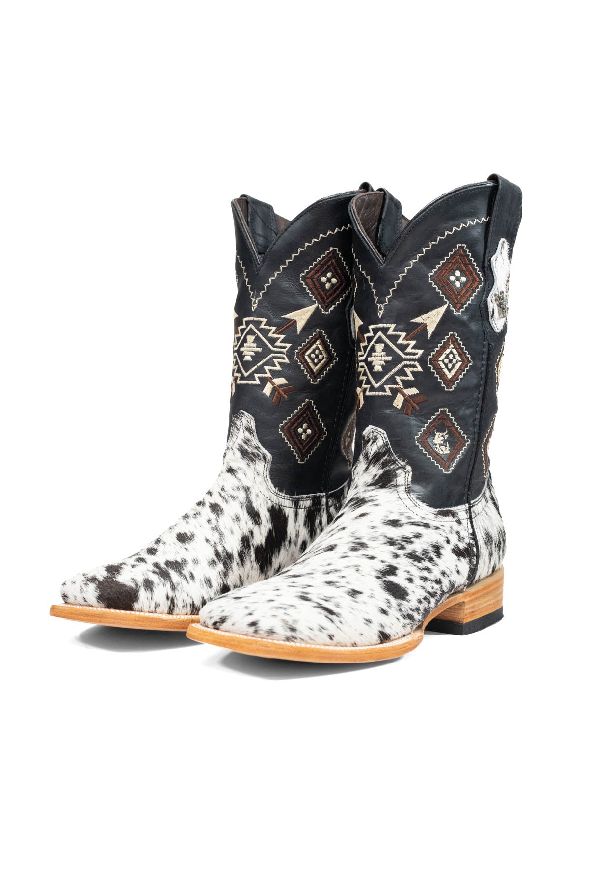 Aztec Cowhide Square Toe Cowboy Boot Size 8 Box AE16