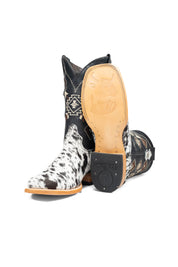 Aztec Cowhide Square Toe Cowboy Boot Size 8 Box AE16