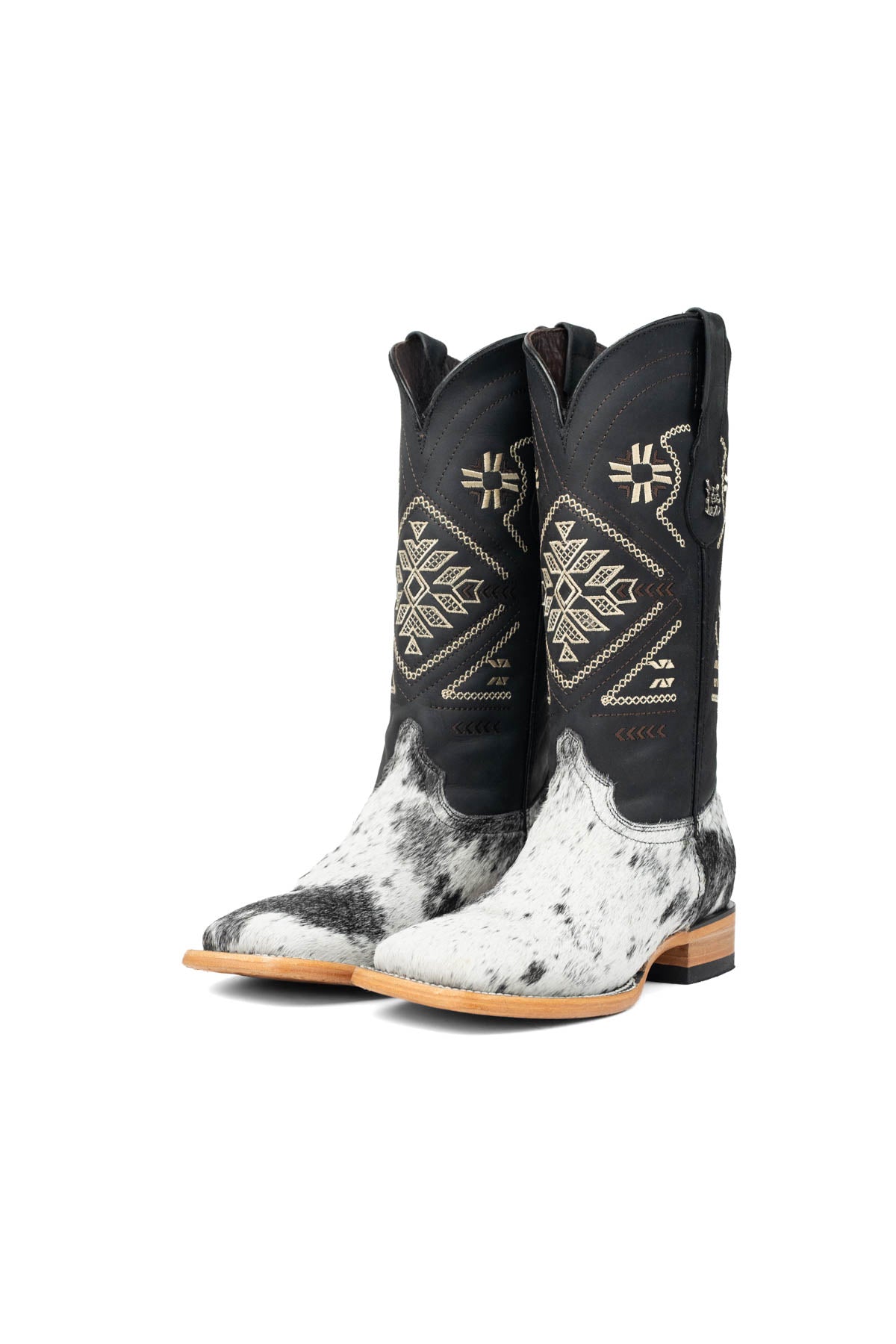Women Aztec Cowhide Square Toe Cowgirl Boot Size 8 Box Du17