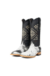 Women Aztec Cowhide Square Toe Cowgirl Boot Size 8 Box Du17