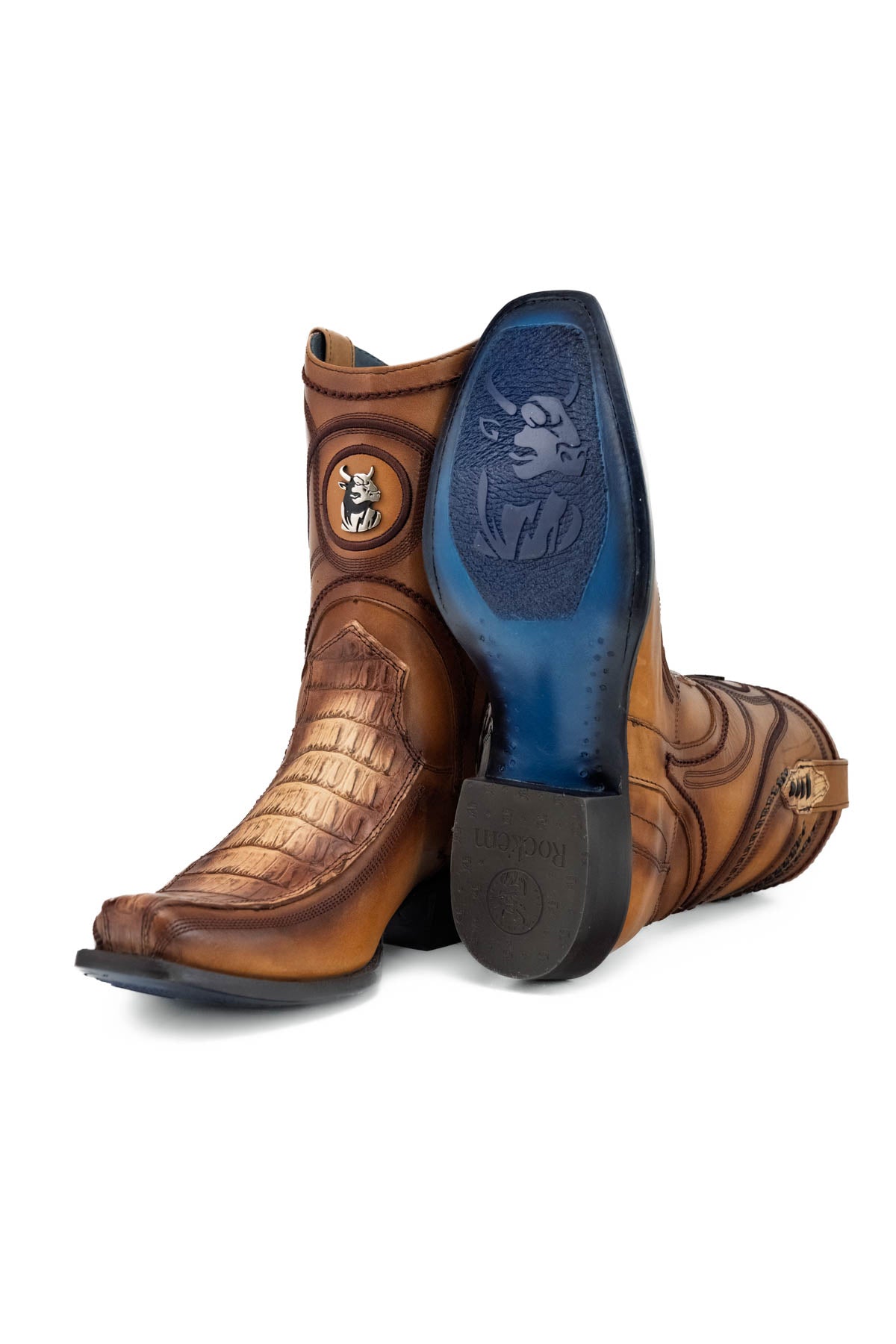 Caiman Belly Hornstone Narrow Toe Ankle Boot