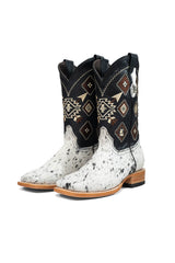 Aztec Cowhide Square Toe Cowboy Boot Size 7 Box AE2