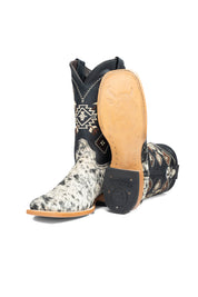Aztec Cowhide Square Toe Cowboy Boot Size 8 Box AE17