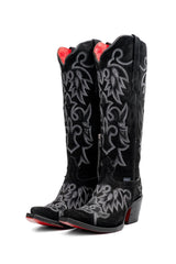 Fabiola Suede Tall Red Bottom Snip Toe Cowgirl Boot
