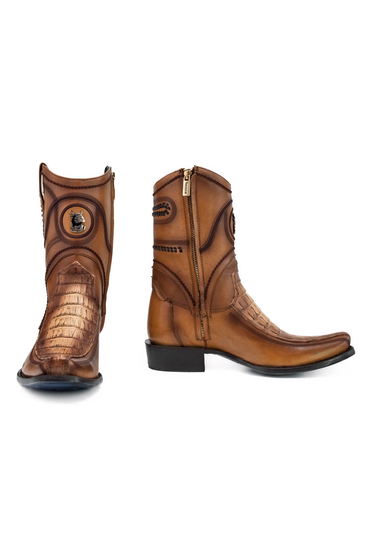Caiman Belly Hornstone Narrow Toe Ankle Boot