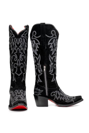 Fabiola Suede Tall Red Bottom Snip Toe Cowgirl Boot