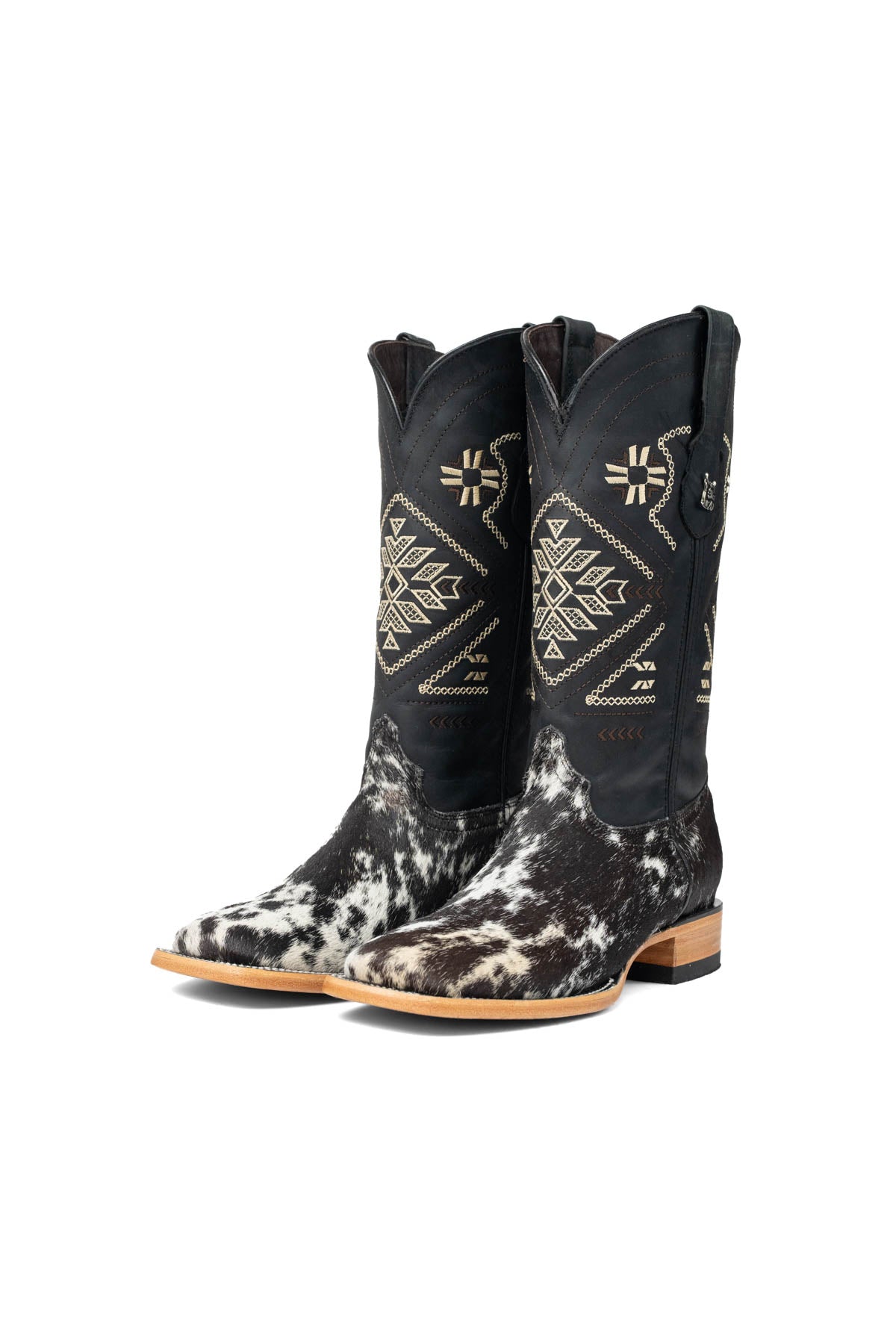 Women Aztec Cowhide Square Toe Cowgirl Boot Size 8.5 Box Du18