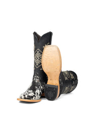 Women Aztec Cowhide Square Toe Cowgirl Boot Size 8.5 Box Du18