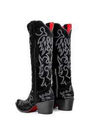 Fabiola Suede Tall Red Bottom Snip Toe Cowgirl Boot