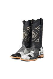 Women Aztec Cowhide Square Toe Cowgirl Boot Size 8.5 Box Du19