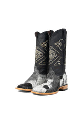 Women Aztec Cowhide Square Toe Cowgirl Boot Size 8.5 Box Du19
