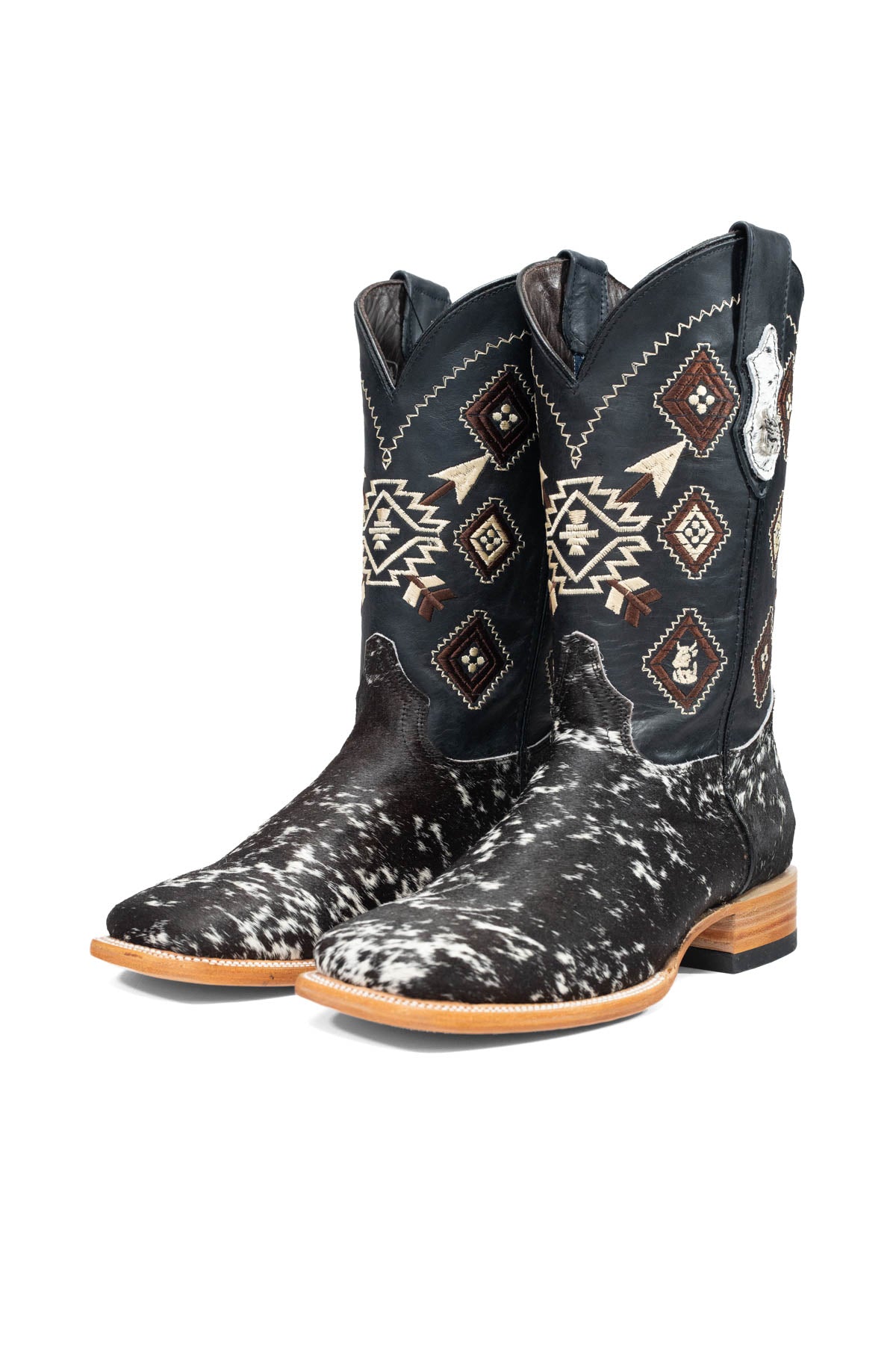 Aztec Cowhide Square Toe Cowboy Boot Size 8 Box AE19