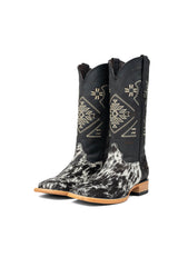 Women Aztec Cowhide Square Toe Cowgirl Boot Size 9 Box Du20