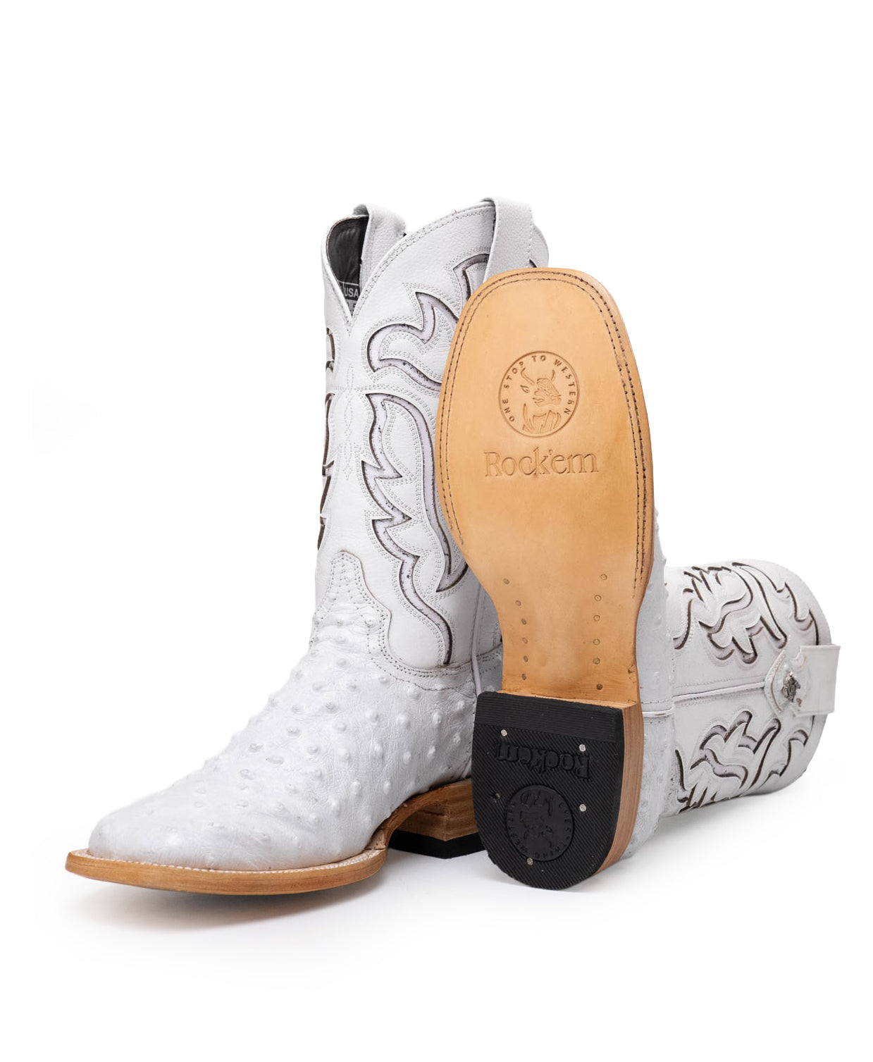 Bruce Ostrich Square Toe Cowboy Boot