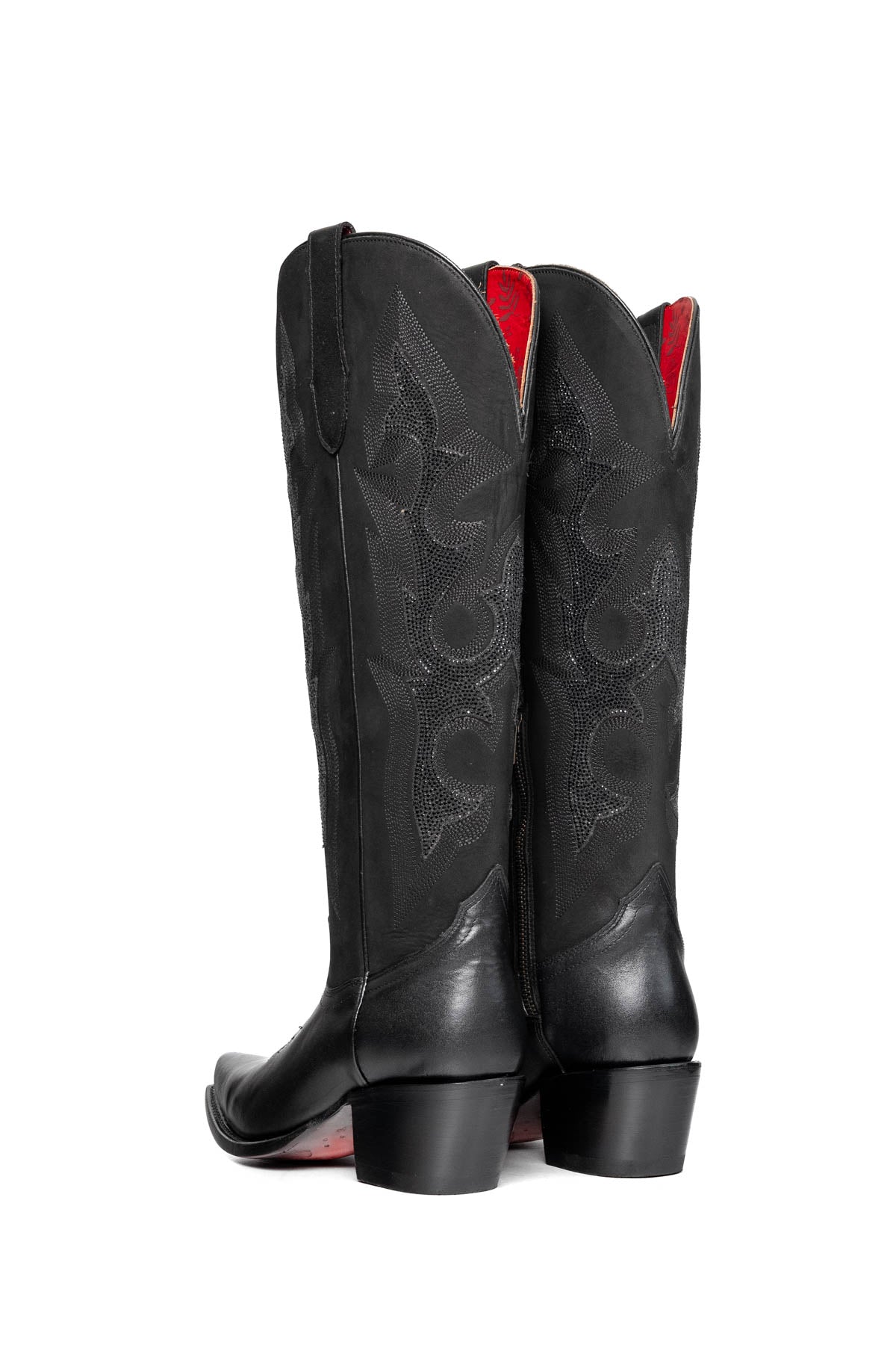 Lorraine Tall Red Bottom Wide Calf Snip Toe Cowgirl Boot